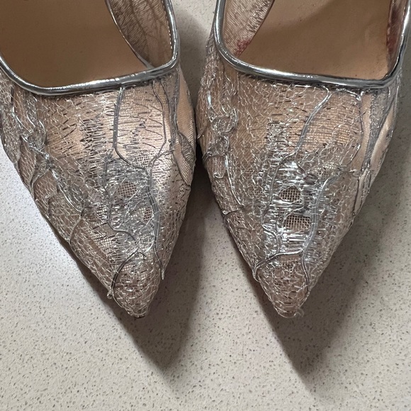 Louboutin Pigalles Follies Lurex Lace 100mm Sz 37 - Picture 5 of 7